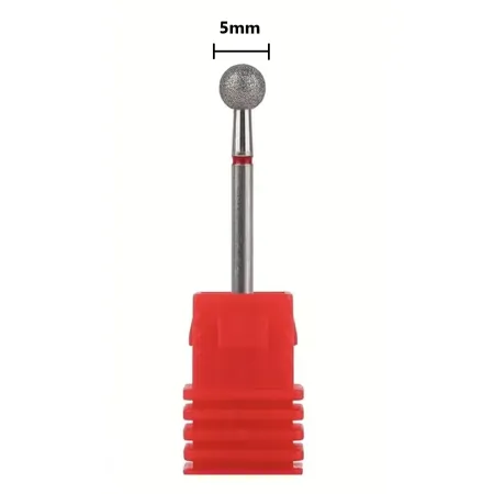 Frez diamentowy kulka 5 mm – delikatny (czerwony) | Do skórek i opracowania wałów